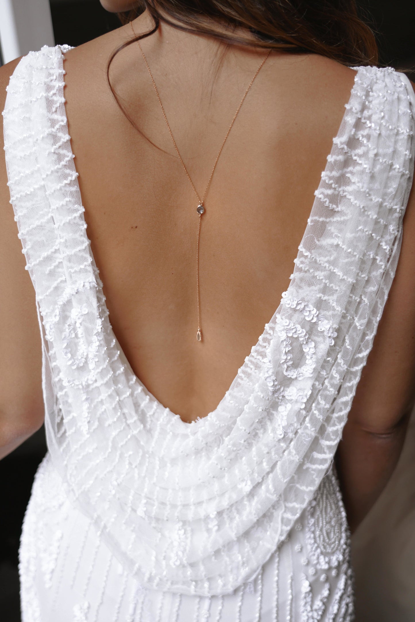 Blue Gemstone Back Necklace