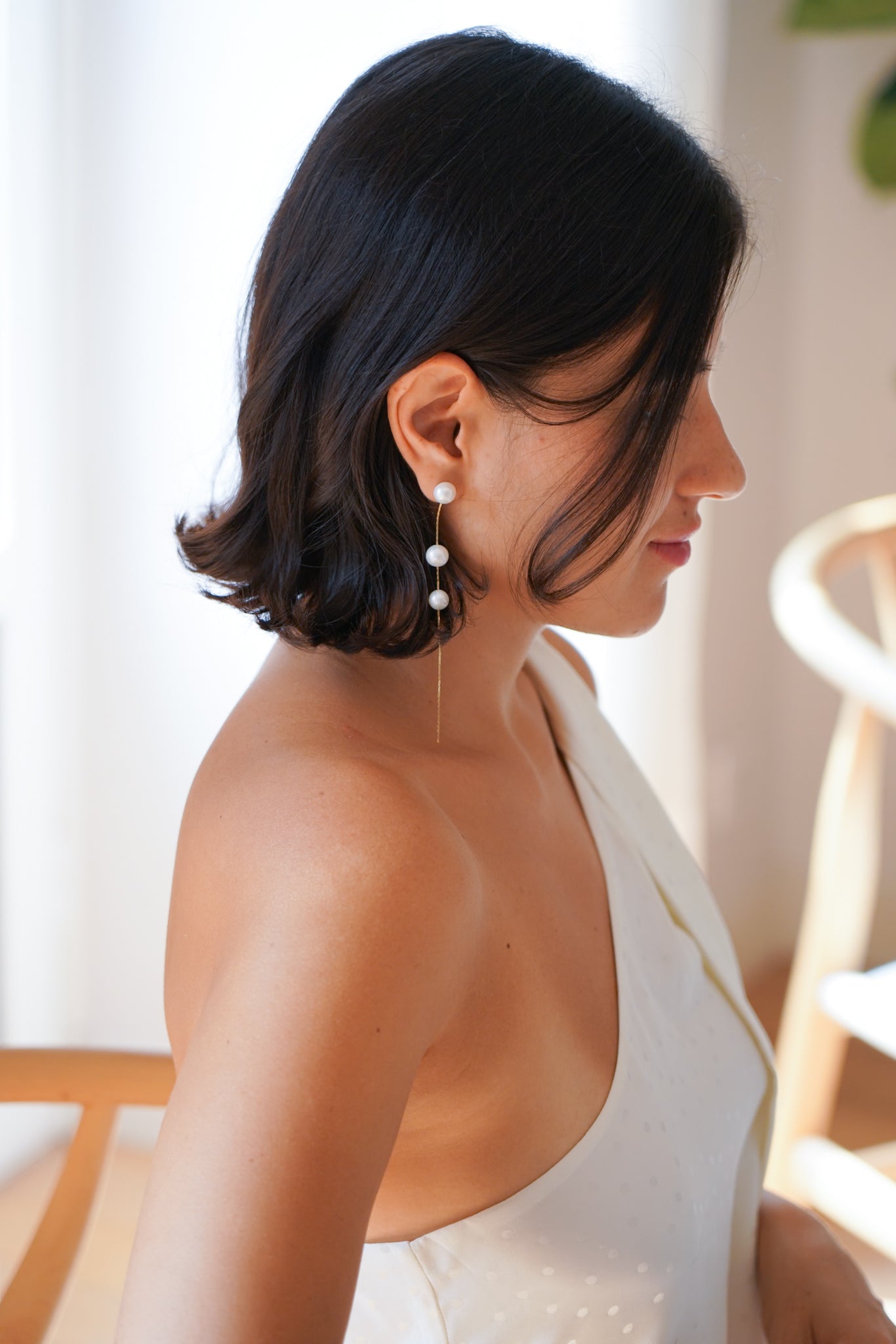 Modern Pearl Drop Earrings
