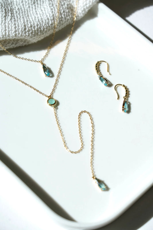 Blue Gemstone Back Necklace