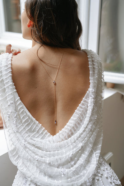 Blue Gemstone Back Necklace