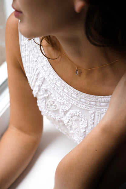 Blue Gemstone Back Necklace
